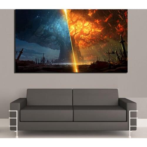 Modular Canvas Paintings Prints Art Poster Teldrassil Burning World of Warcraft Battle For Azeroth Game Wall Pictures Home Decor