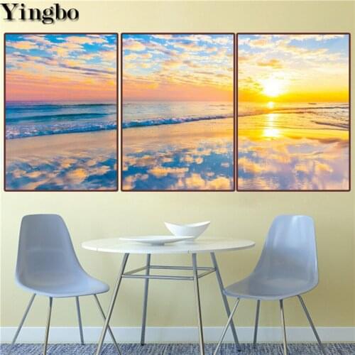 Triptych diy Diamond Painting Cloud reflection sunset Diamond Embroidery Full square round drilling 5d Diamond Mosaic kits