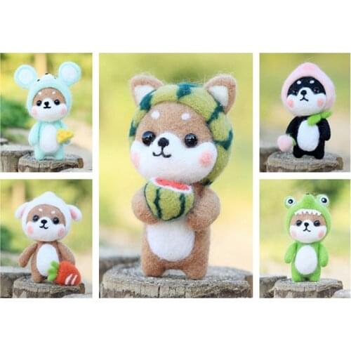 5 Pack Shiba Inu Needle Felting Kit for Beginner Gift Box Handmade Wool Felt Craft Kits Felt Gift 8.5cm Height English Manual