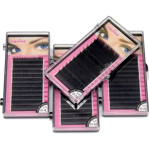 Navina 4cases/Lot Natural Long Black Silk Eyelashes Extension Individual Mink Eyelash Soft False Fake Eye Lashes 0.15C 0.15D