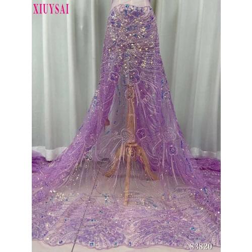 Latest Gorgeous Heavy Handmade beaded Lace FabricHigh-End Tulle Flower Pattern Beaded Lace Fabric Is Nigerian Net Lace