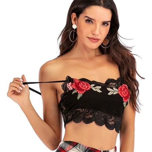 2021 new womens embroidered vest sexy stitching lace sling