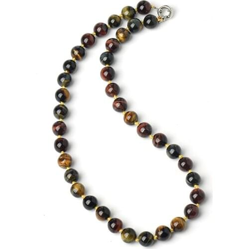 Wholesale Mixed Color Stone Beads 10mm Making Diy Tiger Eyes Stone For Diy Necklace 18inch For your friends families H416