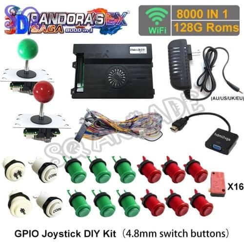 Pandora Box Saga EX 8000 in 1 Wifi DIY Kit 2 Playes Arcade Game Cabinet with Joystick Power Supply Switch Push Button cable set