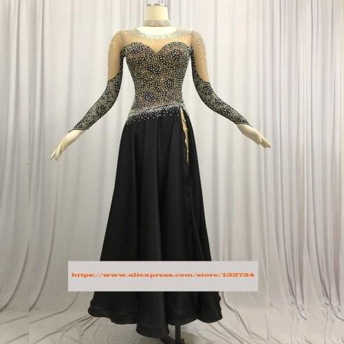 Black Ballroom Competition Dance Dresses 2021 New Arrival High Quality Adult Dancing Dress Standard Ballroom Dance Skirt Women