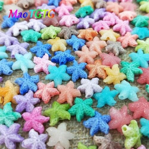 Starfish Coral Beads For Jewelry Making Necklace Bracelet About 11mm Multicolored Sea Stars Synthetic Coral Beads Wholesale