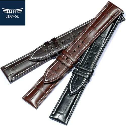 JEAYOU Top Level Quality Genuine Alligator Leather Watch Strap Band For Omega/Jaeger/Zenith/IWC 20mm 21mm 22mm For Men