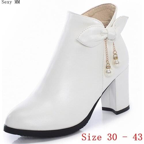 Spring Autumn High Heels Women Ankle Boots Woman Short Boots High Heel Shoes Small Plus Size 30 31 32 33 - 40 41 42 43