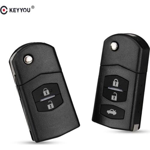 KEYYOU Folding Flip Key Shell For Mazda 2 3 5 6 RX8 MX5 Key 2 3 Buttons Replacement Remote Car Key Fob Case Cover
