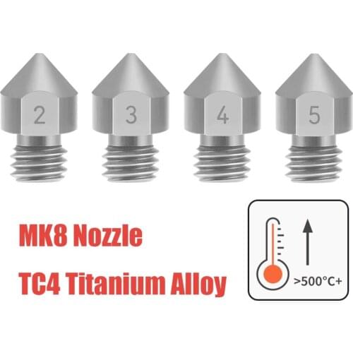 3D Printer TC4 Titanium Alloy MK8 Nozzle Reprap 1.75mm 0.2/0.3/0.4/0.5mm for Ender 3 CR10 Ender 5 Two trees Bluer Sapphire pro