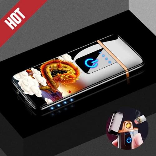 Fingerprint Lighters USB Rechargeable Ultra-thin Male Lighters Personality Plasma Flameless Electric Lighters Gadgets Men Gift