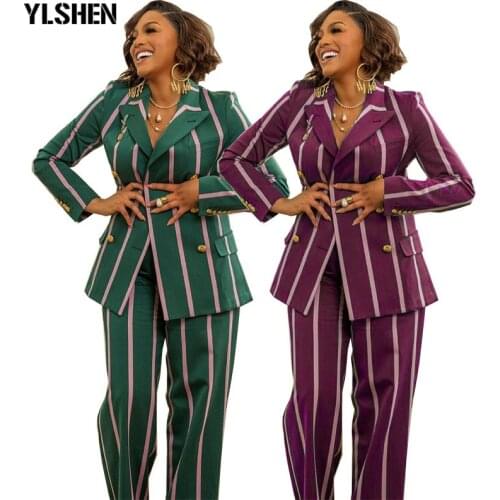 African Women Sets Clothes Long Sleeve Blazer Jacket Pants Suits Office Lady Elegant 2 Piece Set Business Outfit Africa Clothing