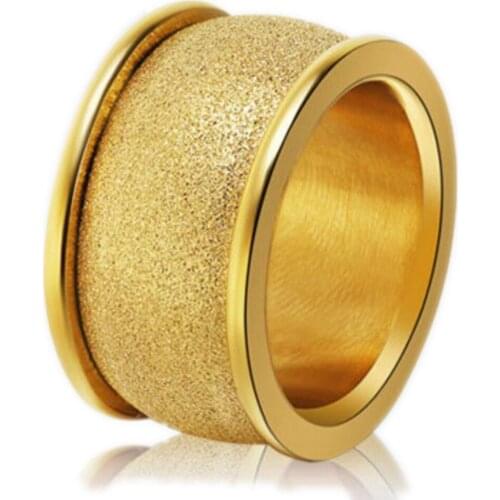 NIBA Stainless Steel 14MM Women Ring Matte Finish Polished Wedding Engagement Band