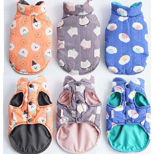 Winter Pet Clothes Reversible Dog Coat Vest Jacket Puppy Small Dog Clothing Outfit Garment Both Sides Wearable Pet Costume S-XXL