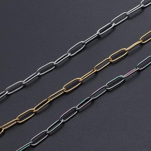 1 Meter 4x12mm Stainless Steel Soldered Handmade Circle D Rolo Chains Wholesale Drop Shipping