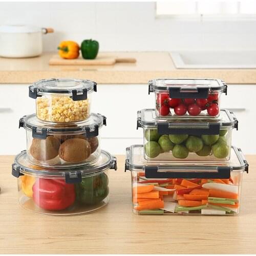 1 Pcs Refrigerator Sealed Storage Box Household Kitchen Organizing Sealed Jar Storage Tank for Vegetables Fruits Nut Snack