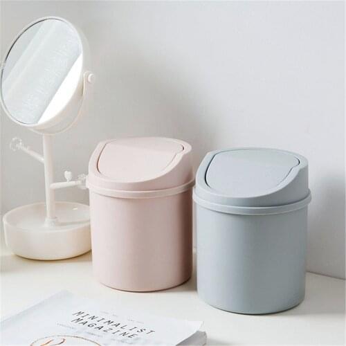 1 Pcs Nordic Style Mini Desktop TrashCan Kawaii Stationery Storage Tube with Lid Office Desk Trash Desk Organizers Supplies