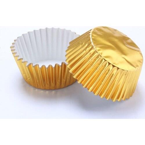 100/200pcs Mini Size Cupcake Cases Foil Muffin Cake Baking Liner White and Golden Color Birthday Party Supply