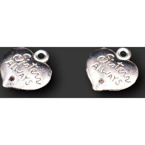 15pcs Silver Plated Heart Pendant Retro Bracelet Earring Metal Accessories DIY Charms For Jewelry Crafts Making 16*14mm M537