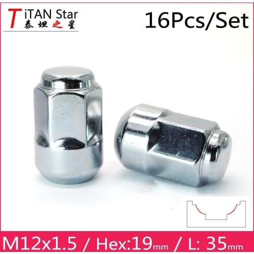 16PCS M12x1.50 1.5 OEM OE Stock Factory Wheels Rims Ball seat Acorn Lug Nut 19Hex 35mm For Honda Accord CRV Civic City Acura