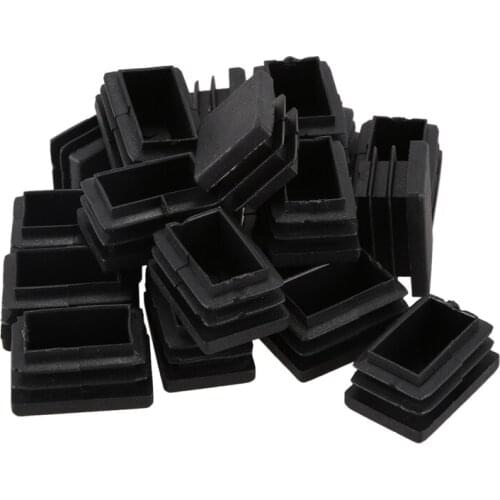 20 pcs Plastic Rectangular End Cap 30mm x 20mm Threaded Pipe Tube Insert Rubber feet
