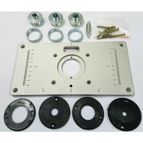 2019 Universal Aluminum Alloy Table Plate With 4pcs Insert Rings w/ Bushing Sleeve Wood Router Tools NEW For Woodworking DIY