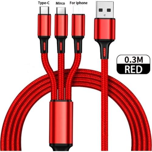 2021 Hot Sell 3 In 1 Micro USB Type C Charger Cable Multi Usb Port Multiple Usb Charging Cord Usbc Mobile Phone Wire For Samsung