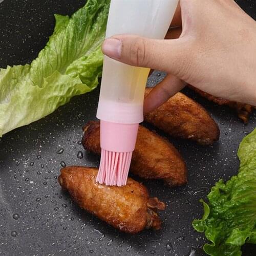 3Pcs/Set Portable Silicone Oil Bottle With Brush Baking BBQ Basting Brush Pastry Oil Brush Kitchen Baking Oil Barbecue Tools