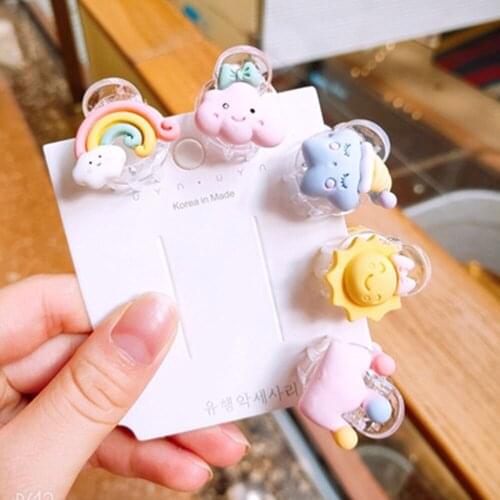 5pcs Cartoon Cute Catch Clip Korean Girls Hair Accessories Bangs Clip Princess Nail Clip Clip Hairpin Broken Hair Headdres