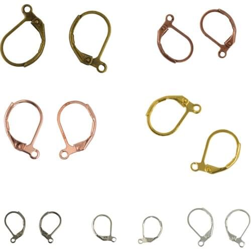 50Pcs Lever Back Earrings, Brass Open Loop Leverback Hoops, French Hook Ear Wire for Earring Making