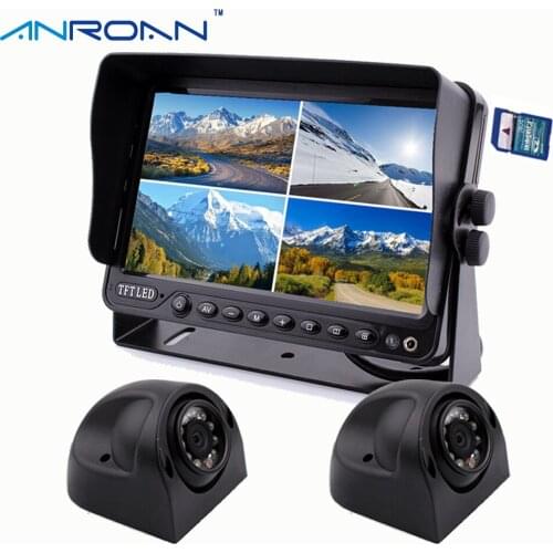9" DVR Recorder Monitor Car Rear View Camera System 2 x Side Camera for Truck Caravan Trailers Harvester