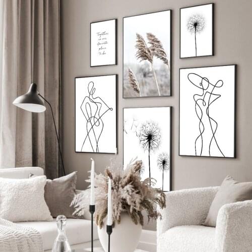 Abstract Art Figures Dandelion Reed Quote Wall Art Canvas Painting Nordic Posters And Prints Wall Picture Living Room Decoration