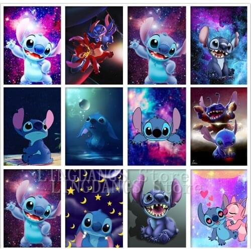 5D DIY Full Drill Diamond Painting Disney Movie Lilo & Stitch Stitch And Angie Cartoon Diamond Mosaic Embroidery Home Decor Gift