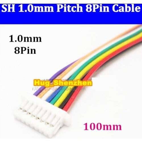 Free Shipping Micro JST SH 1.0mm Pitch 8Pin Female Connector with Wire 28AWG 100mm 8P JST cable