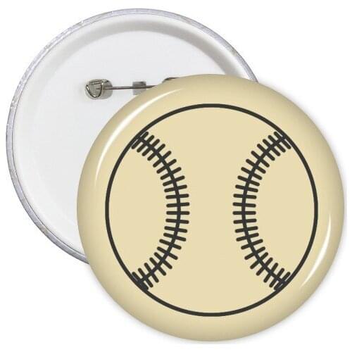 Baseball Sport Line Drawing Pattern Round Pins Badge Button Clothing Decoration 5pcs Gift