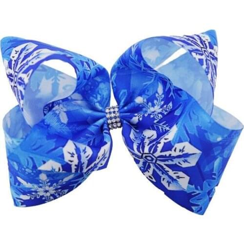 50pcs Free shipping 8 inch JojoSiwa Large Blue Christmas Snow Piece Christmas Bow