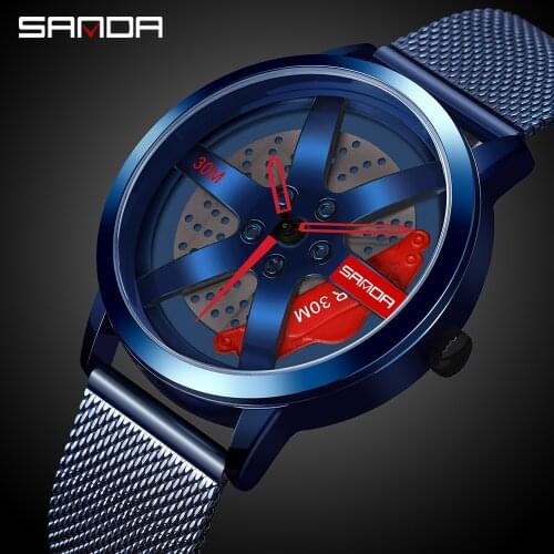 2021 New SANDA Design Top Brand Mens Sports Quartz Watches Stainless Steel Mesh Waterproof Luxury Watch for men Reloj Hombre