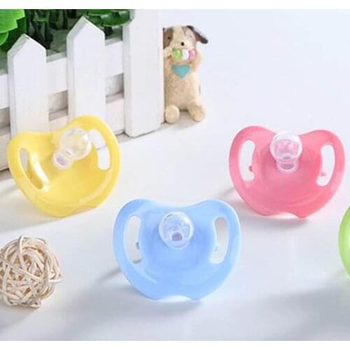 Baby Silicone Pacifier Newborn Infant Baby Boys Girls Dummy Nipples Flat Round Head Soother E06F