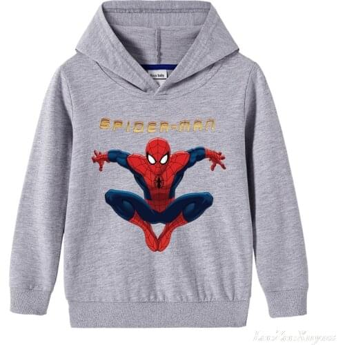 Childrens Spring Autumn Long Sleeve Sweatshirts Cartoon Spiderman Print T Shirts For Girl Boys 2-15 Year Kids Hoodies Clothing