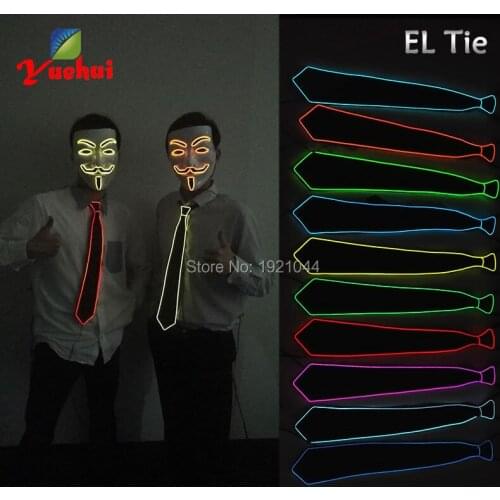 Electroluminescent wire EL Wire Glowing Necktie with Neon Lamp LED neon rope tube Flash Tue Cosplay Decoration