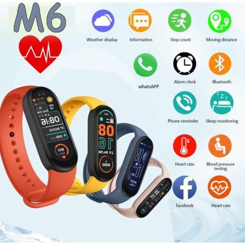 M6 Fitness Bracelet Smart Band Watches Women Mens Watch Blood Pressure Monitor SportsSmartwatch For Apple Xiaomi Android