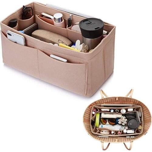 Cosmetic Bags Felt Cloth Handbag Organizer Insert Bag Travel Inner Purse Portable Make up Organizer Fits Speedy Neverfull