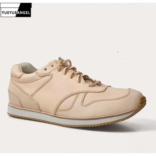 Handmade Genuine Leather Casual Shoes for Unisex High Quality Designer Lace Up Platform Sneakers Luxury Hip Hop Shoes Plus Size