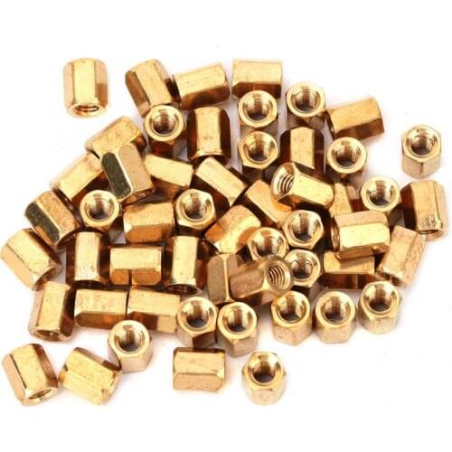 50Pcs M3*6mm Brass Spacers Hex Nut Spacing Screw Brass Threaded Pillar PCB Computer PC Motherboard Standoff Spacer Kit