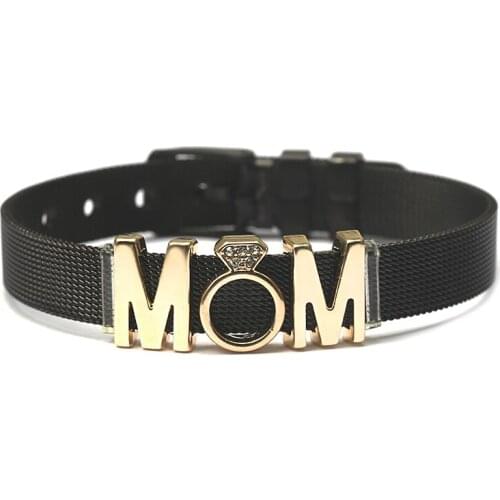 2020 Hot Sale Fashion Jewelry Colorful Mesh Bracelet Set With MOM Charms Fine Bracelet Bangle for Female Mother Gift