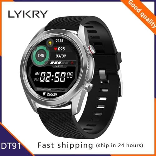 LYKRY DT91 1.28 inch Full Round Screen Smart Watch Bluetooth Call IP67 Waterproof Men ECG Heart Rate Monitor Smartwatch