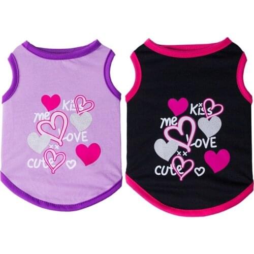 Dog Cute Pet Dog Clothes Cute Print Sleeveless Pet Vest Clothing for Chihuahua Pug Summer Pet Puppy Dog T-shirts Pet Costumes