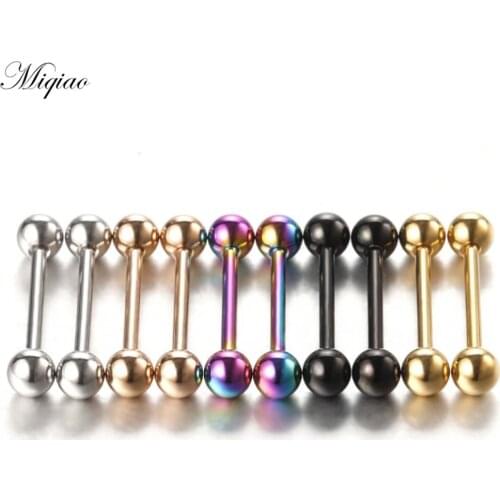 Miqiao 2pcs Hot New Product Stainless Steel Ball Breast Ring Tongue Nail Exquisite Body Piercing Jewelry