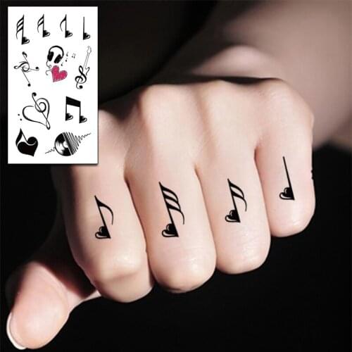 Music Note Love Heart Pattern Temporary Tattoo Sticker Fake Tattoos Art for Women Men Body Makeup Waterproof Stickers
