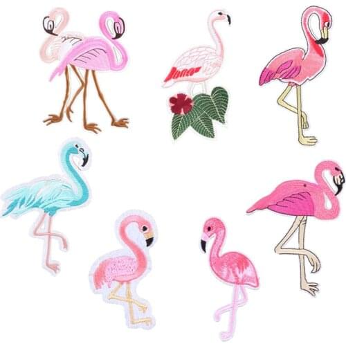 Flamingo Planet Things Iron On Patches For Clothing Embroidery Sewing Badge Stripe On Clothes Cute DIY Sequin Applique F